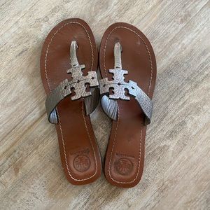 Tory Burch Sandals, size 8 fits like 7.5, metallic silver